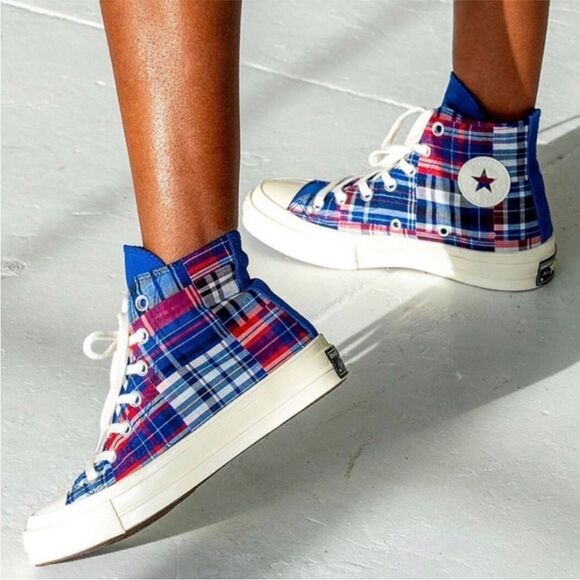 Converse Chuck 70 High Top Sneakers | Twisted Prep Plaid | Size 7 Women - Picture 3 of 14